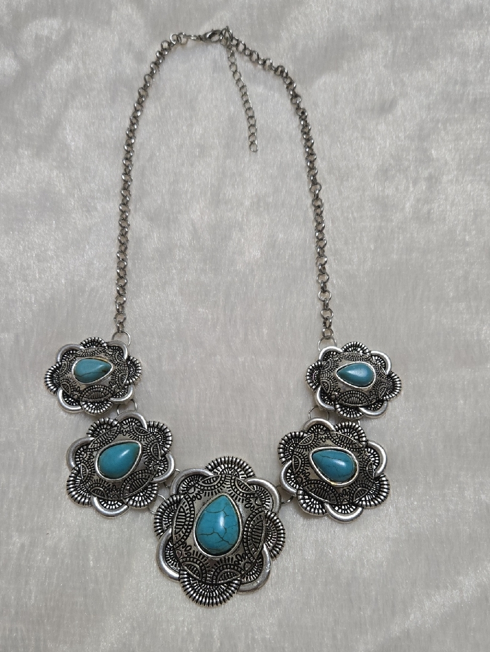 Turquoise Stone Silver-Accent Statement Necklace - Unbranded